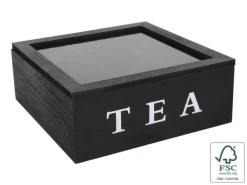 Oldenhof Theedoos Fluweel 9 Vakken Zwart Hout