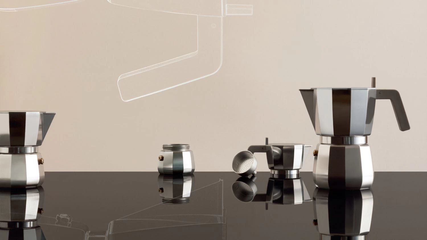Alessi Moka David Chipperfield Mokapot 3 Kops Aluminium 4 Alessi Moka David Chipperfield Mokapot 3 Kops Aluminium - Afbeelding 4